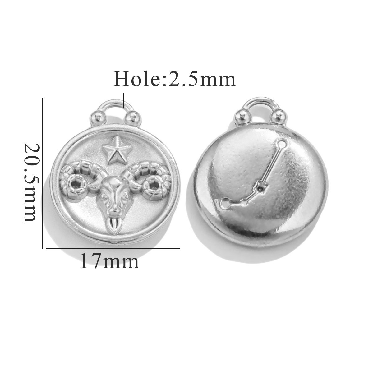 Silver color / 1 Piece Retro Classic Style Aries Shape Stainless Steel  Gold Color Unisex Pendant 